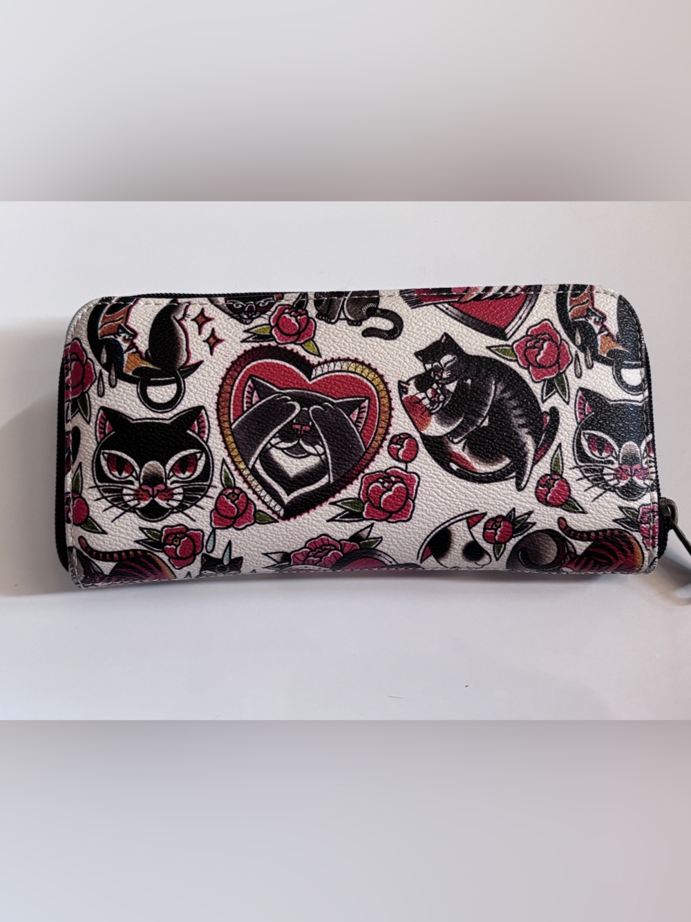 Rare Retired Loungefly x Iris Lys Tattoo Cat Flash Print Zip Around Wallet - Picture 2 of 8
